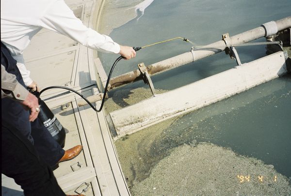 3/4 The amount of surface grease, waste and oil was determined and then OSE II enough OSE II was applied to meet the 1 to 1 application ratio taking i