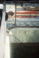 2/5 Applying OSE II down 15 feet to the waste, grease and oil covered inlet surface at the Trinity Riverwaste treatment plant